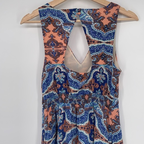 Maeve X Anthropologie 100% Silk Medallion Paisley  Maxi Dress W/ Pockets Size 4P - Picture 5 of 7